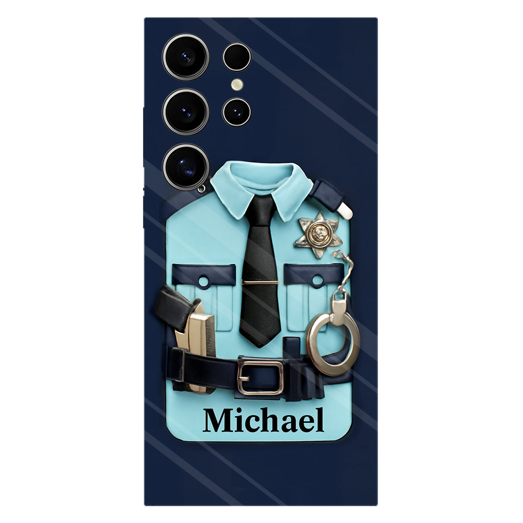 Officer, Police Uniform, Badge and Handcuffs - Personalized Police Officer Full Print Phone Case