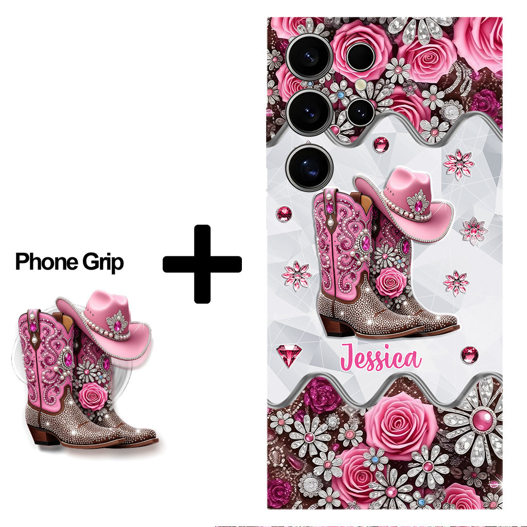 Cowgirl Boots - Personalized Cowgirl Full Print Phone Case & Phone Grip