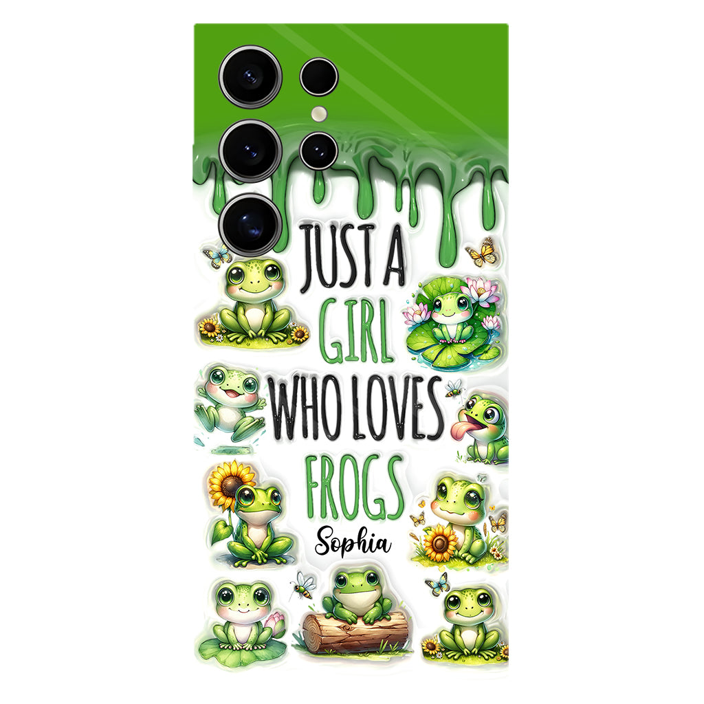 Einfach ein Mädchen, das Frösche liebt – Personalisierte Handyhülle mit Frosch-Vollbilddruck