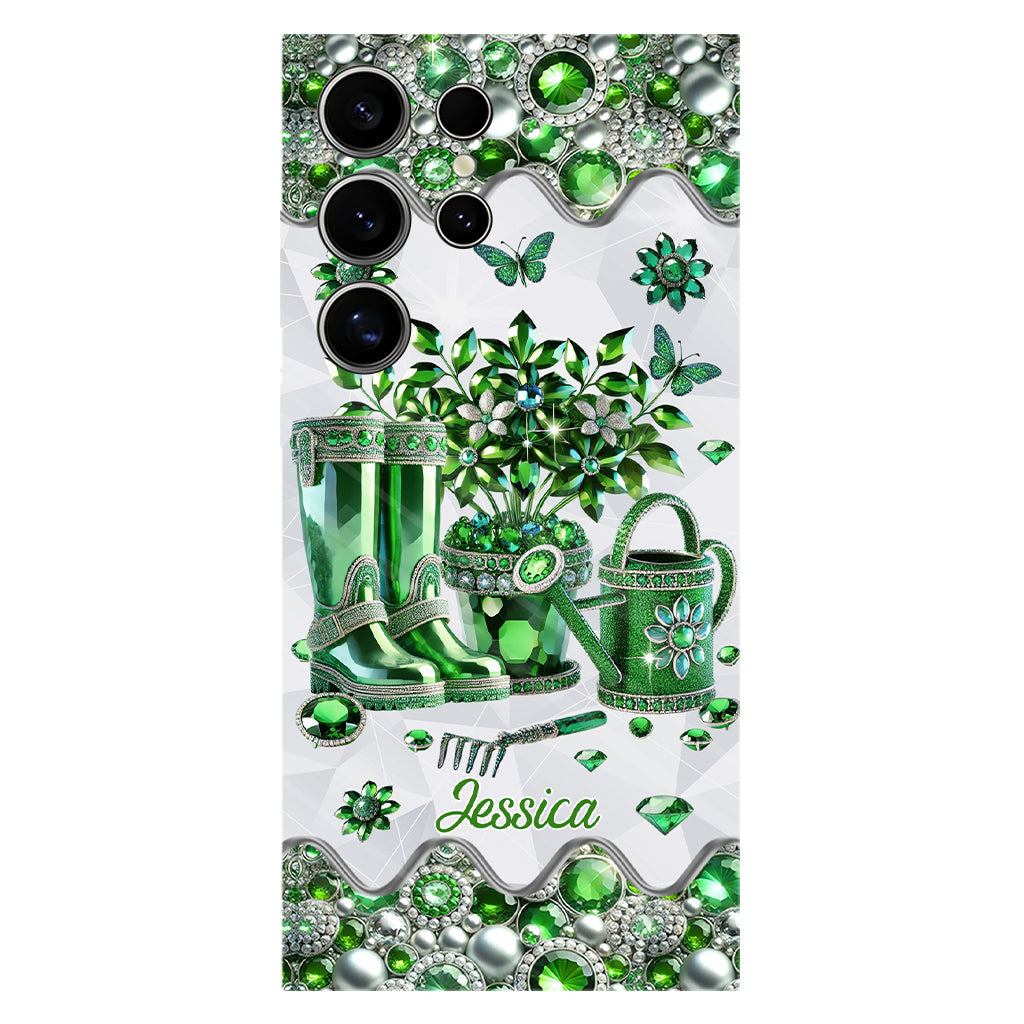 Einfach ein Mädchen, das Gartenarbeit liebt – Personalisierte Handyhülle mit Gartenmotiv