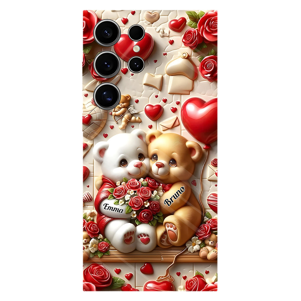 Cute Bear Couple - Personalized Couple Full Print Phone Case