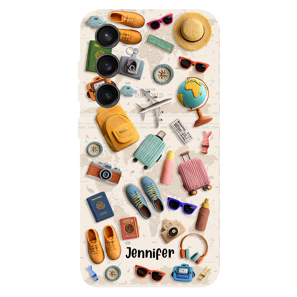 Einfach ein Mädchen, das Reisen liebt – Personalisierte Handyhülle mit Reisemotiv und Vollbilddruck