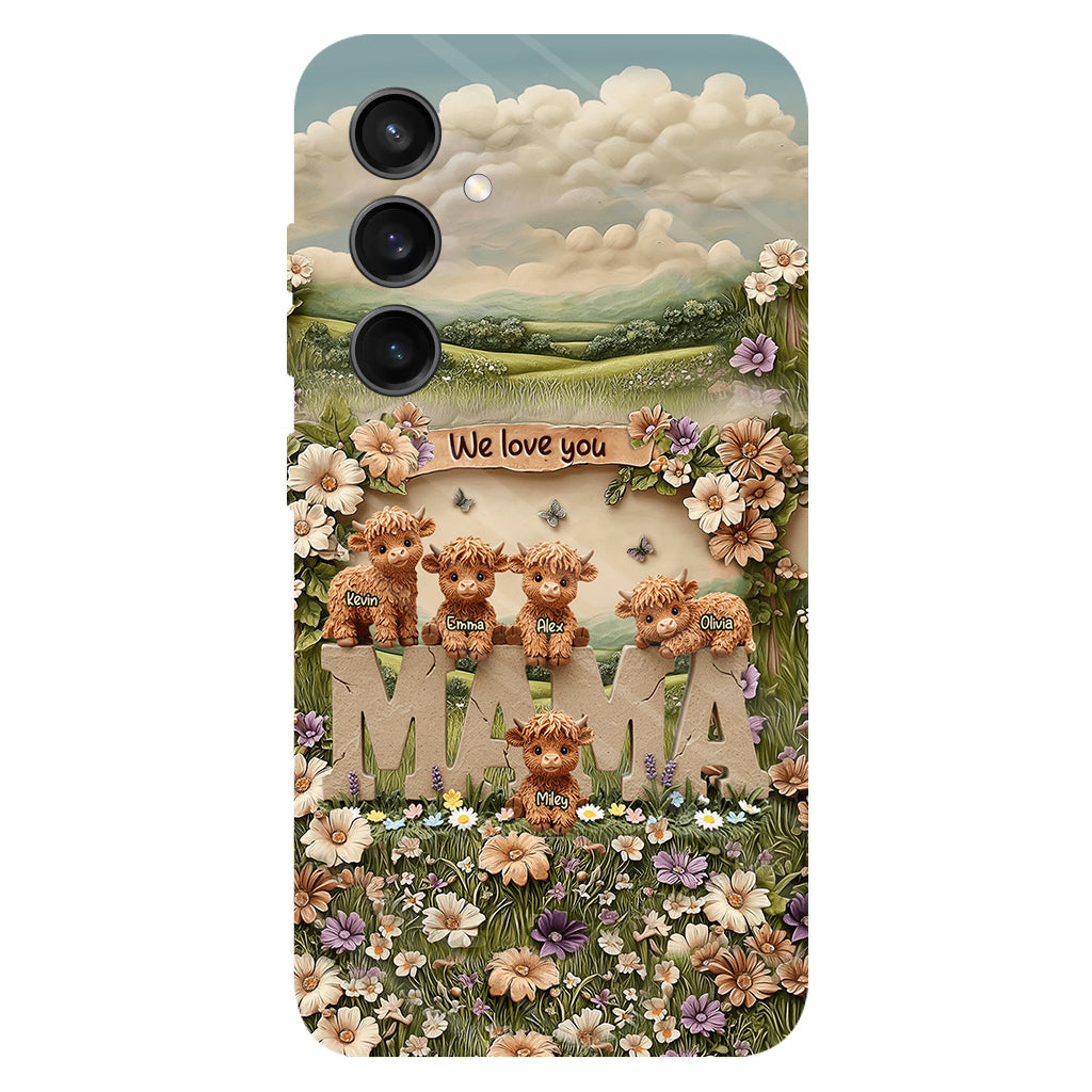 Niedliche Hochlandrind-Mama, Oma – Personalisierte Handyhülle mit Muttermotiv