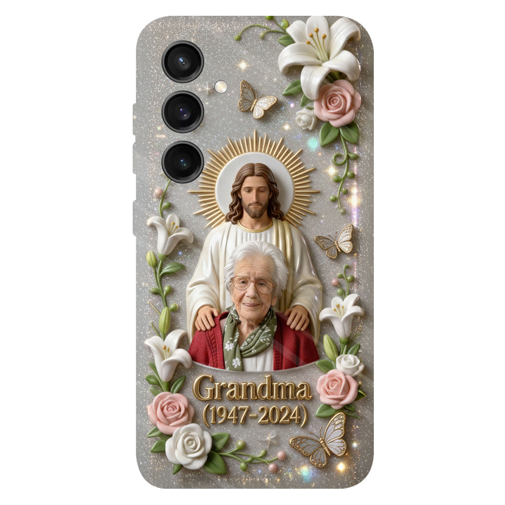 Gedenkgeschenk für einen geliebten Menschen, Glaube an Gott – personalisierte Handyhülle mit vollflächigem Gedenkdruck