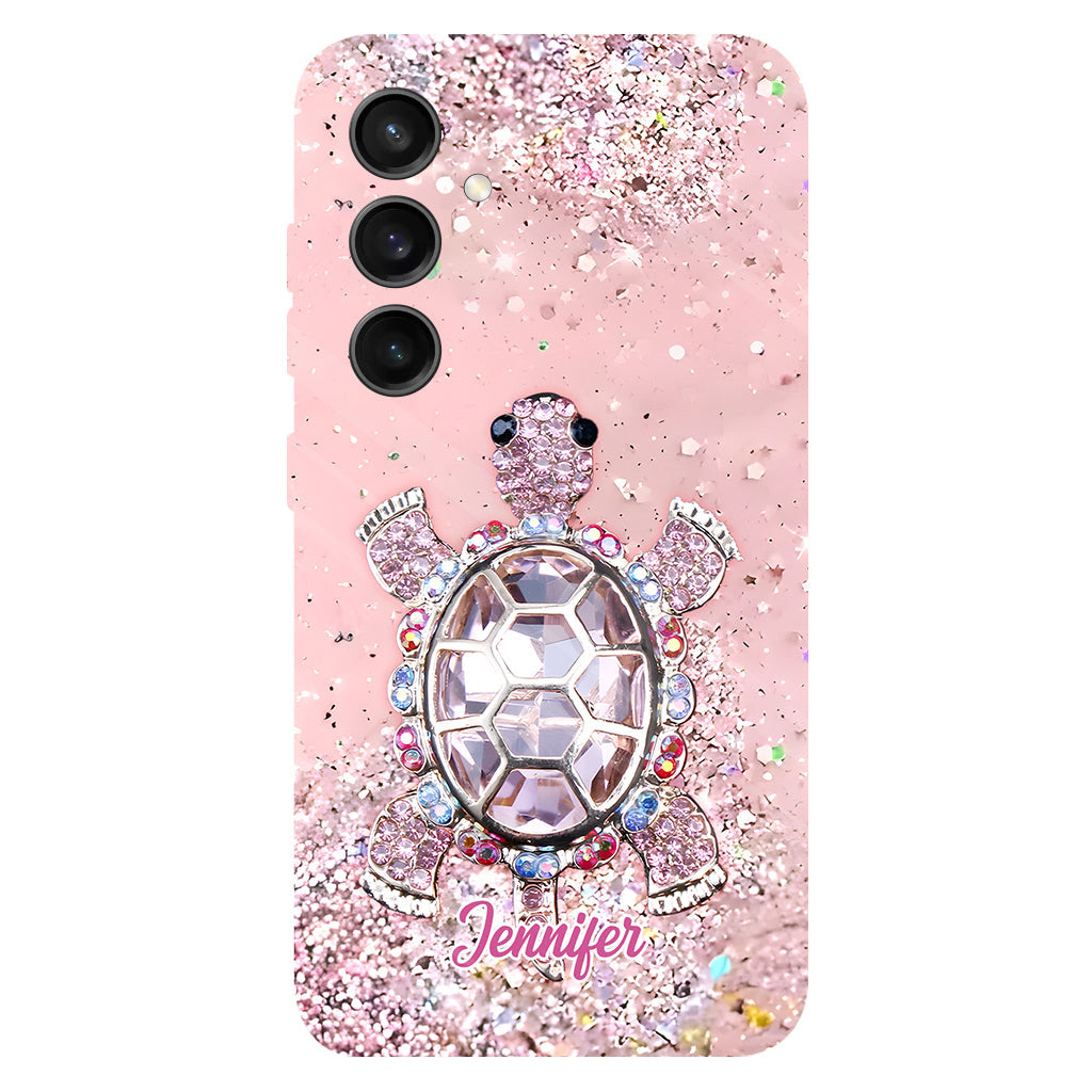 Einfach ein Mädchen, das Schildkröten liebt – Personalisierte Handyhülle mit Schildkrötenmotiv