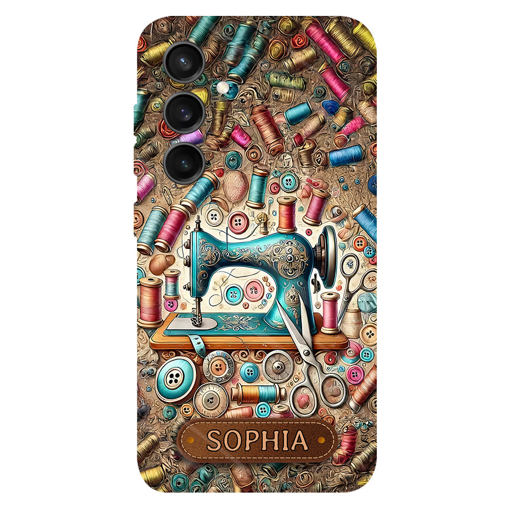 Ich liebe Nähen – Personalisierte Handyhülle mit Nähmotiv