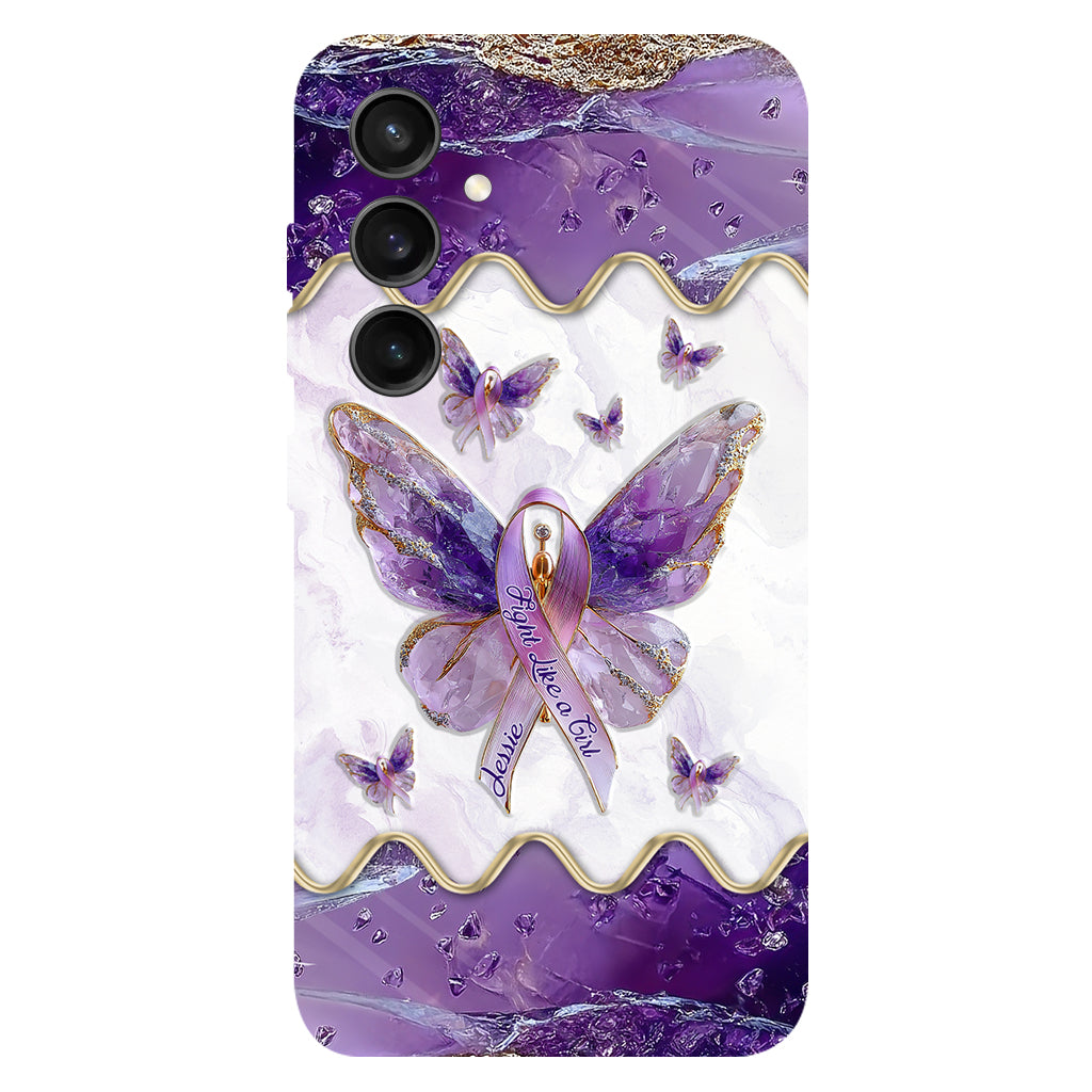 Kämpfe wie ein Mädchen – Personalisierte Handyhülle mit Lupus-Aufklärung und vollflächigem Aufdruck