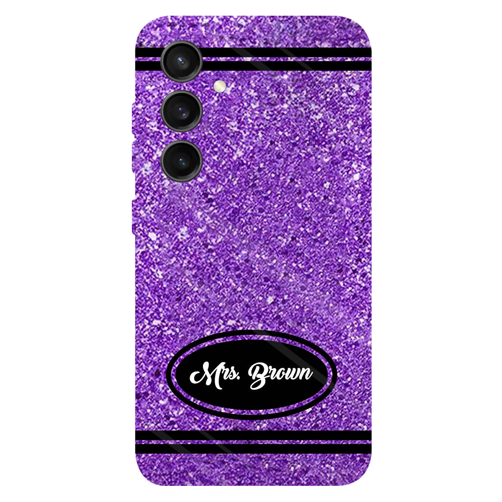 Artificial Glitter Crayon Design - Personalized Teacher Full Print Phone Case & Phone Grip
