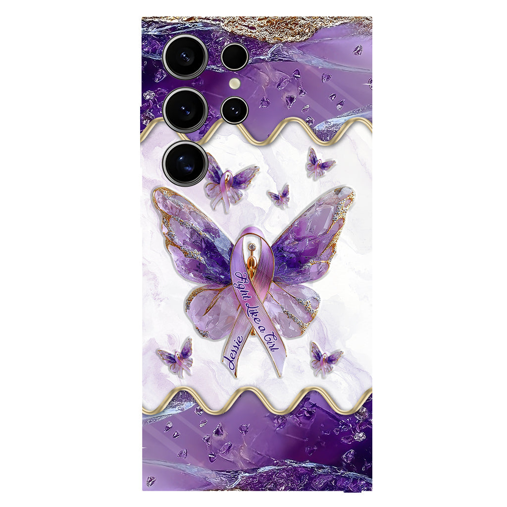 Kämpfe wie ein Mädchen – Personalisierte Handyhülle mit Lupus-Aufklärung und vollflächigem Aufdruck