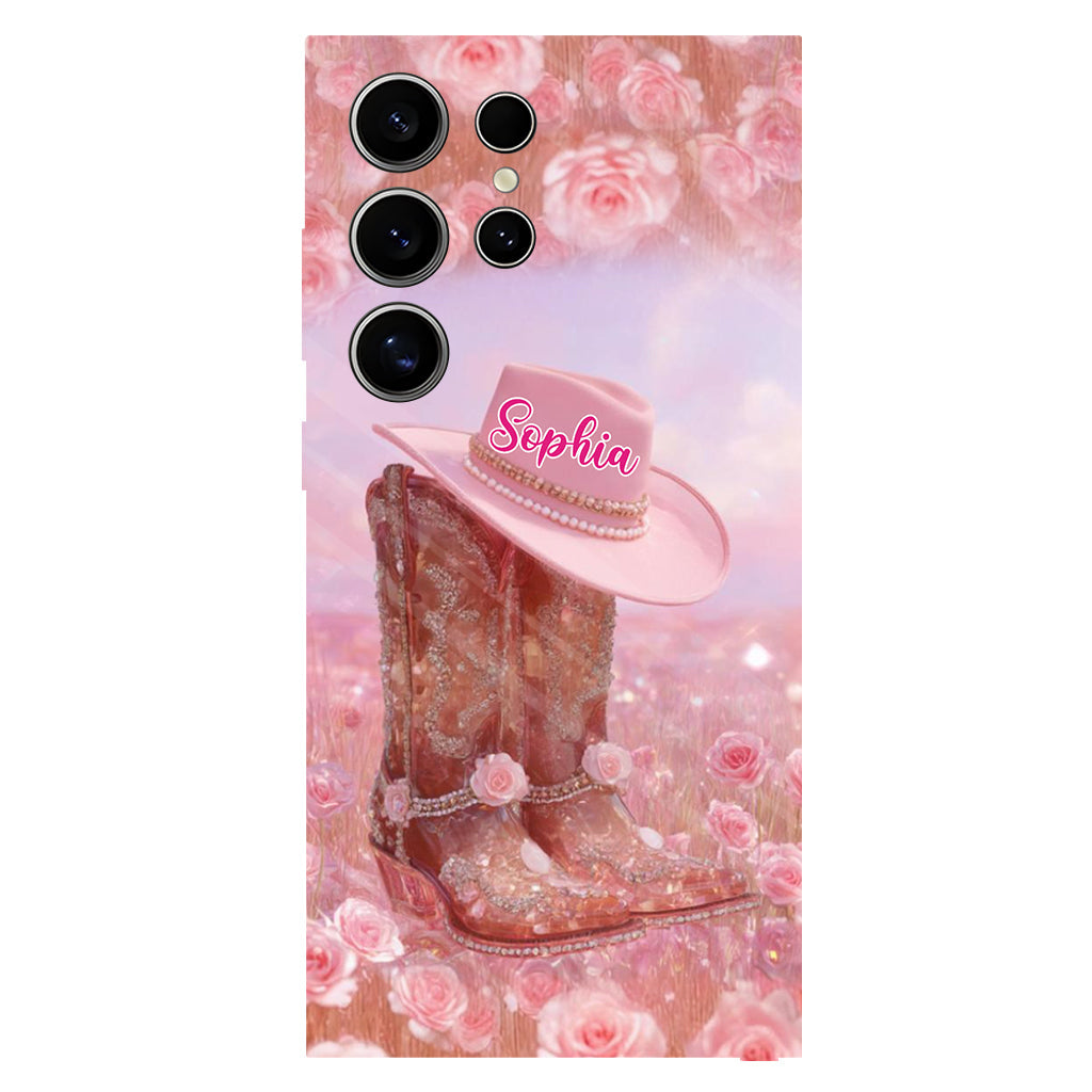 Floral Cowgirl - Personalized Cowgirl Full Print Phone Case & Phone Grip