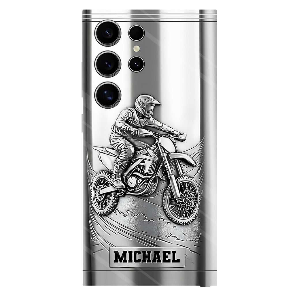 Handyhülle mit Metallic-Motiv (Dirtbike/Motocross) – Personalisierte Dirtbike-Handyhülle mit Vollbilddruck
