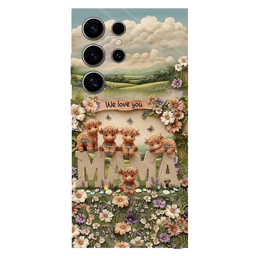 Niedliche Hochlandrind-Mama, Oma – Personalisierte Handyhülle mit Muttermotiv