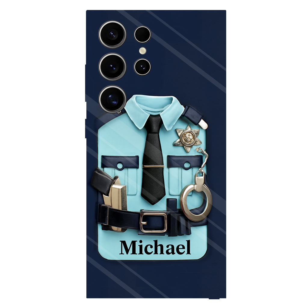 Officer, Police Uniform, Badge and Handcuffs - Personalized Police Officer Full Print Phone Case