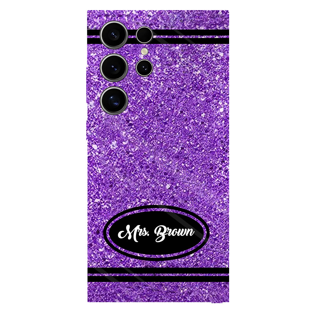 Artificial Glitter Crayon Design - Personalized Teacher Full Print Phone Case & Phone Grip