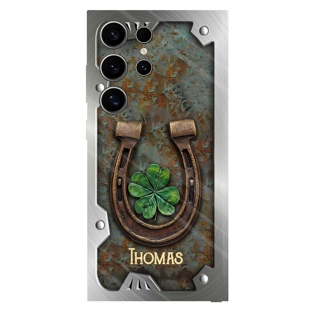 Lucky Horseshoe Shamrock – Personalisierte Handyhülle mit Pferdemotiv