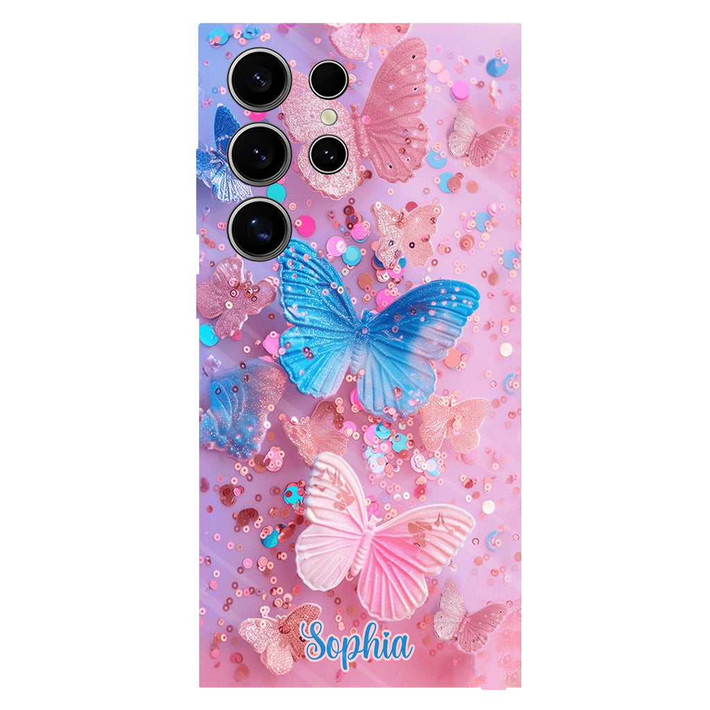 Sparkle Butterflies - Personalized Butterfly Full Print Phone Case