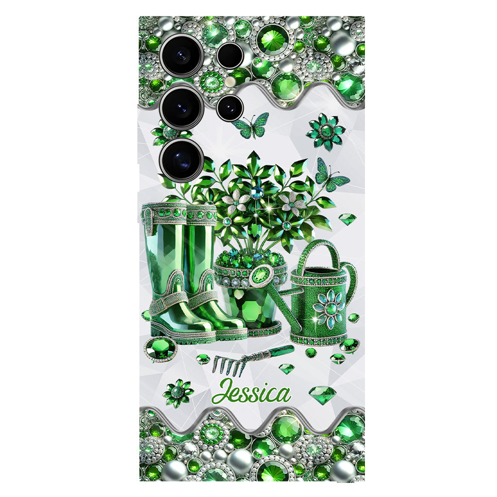 Einfach ein Mädchen, das Gartenarbeit liebt – Personalisierte Handyhülle mit Gartenmotiv