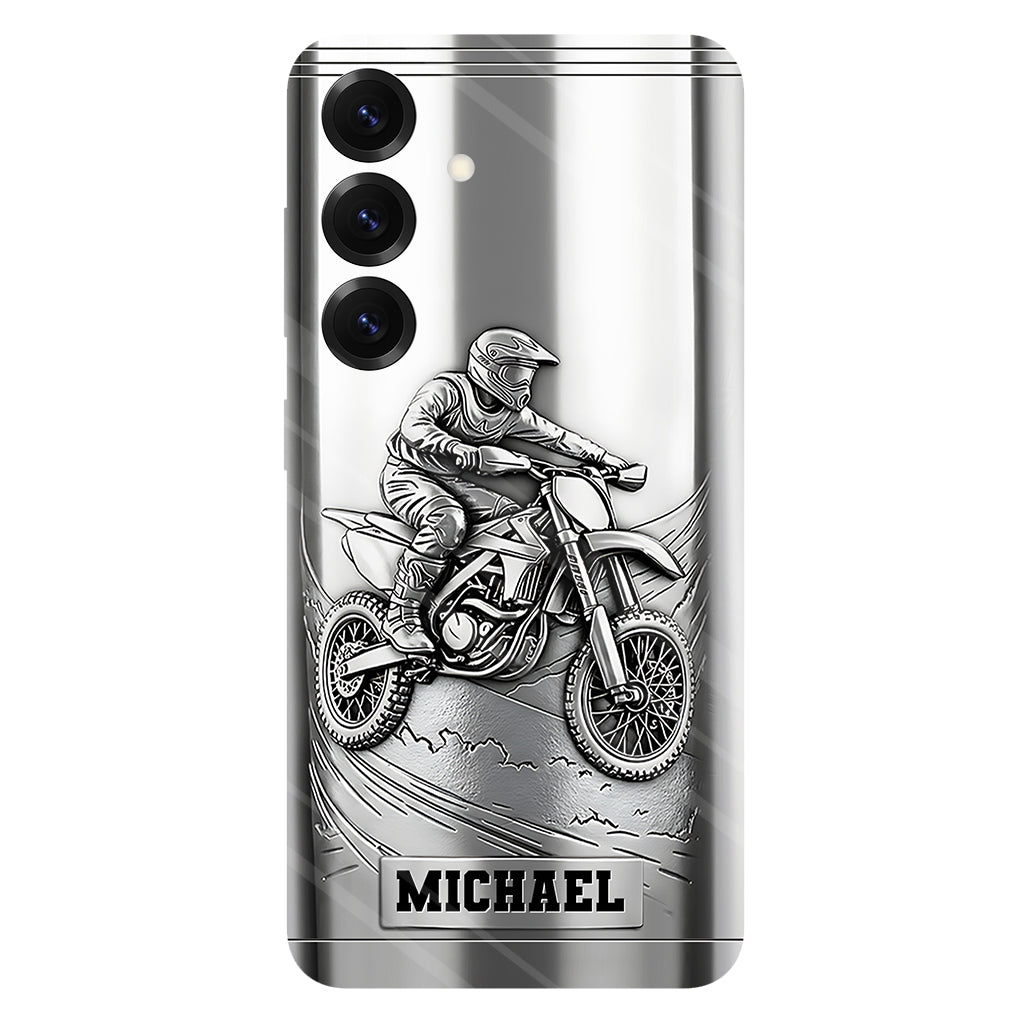 Handyhülle mit Metallic-Motiv (Dirtbike/Motocross) – Personalisierte Dirtbike-Handyhülle mit Vollbilddruck