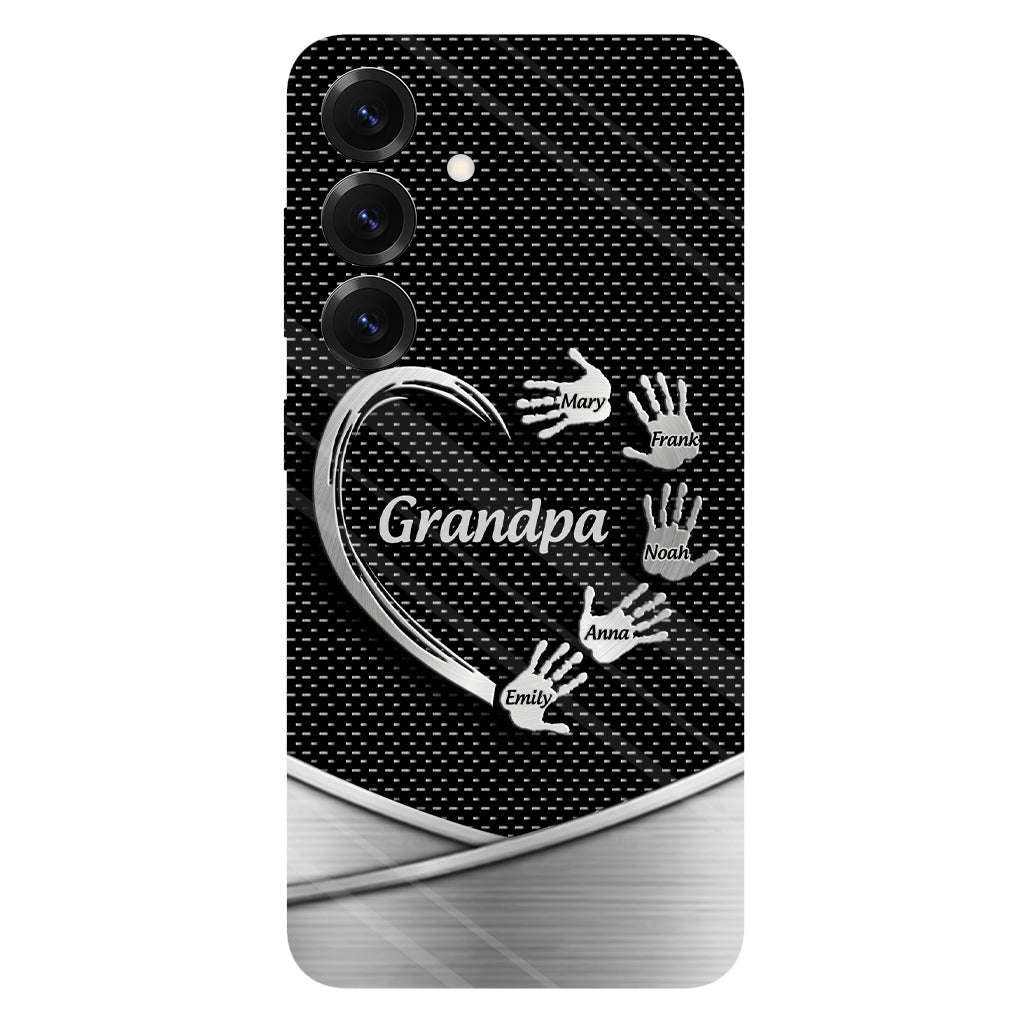 Grandpa Dad Kids Handprints - Personalized Father Full Print Phone Case
