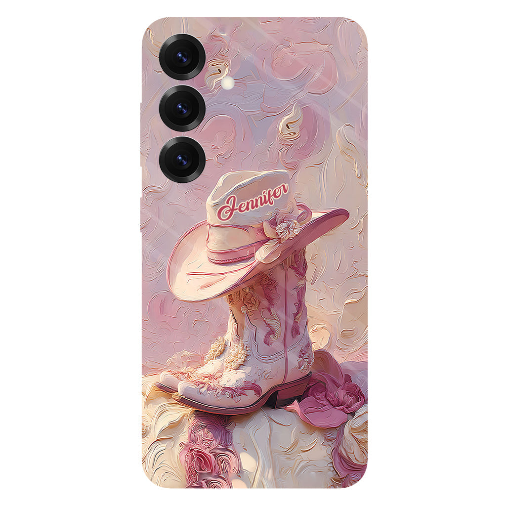 Pink Cowgirl - Personalized Cowgirl Full Print Phone Case & Phone Grip