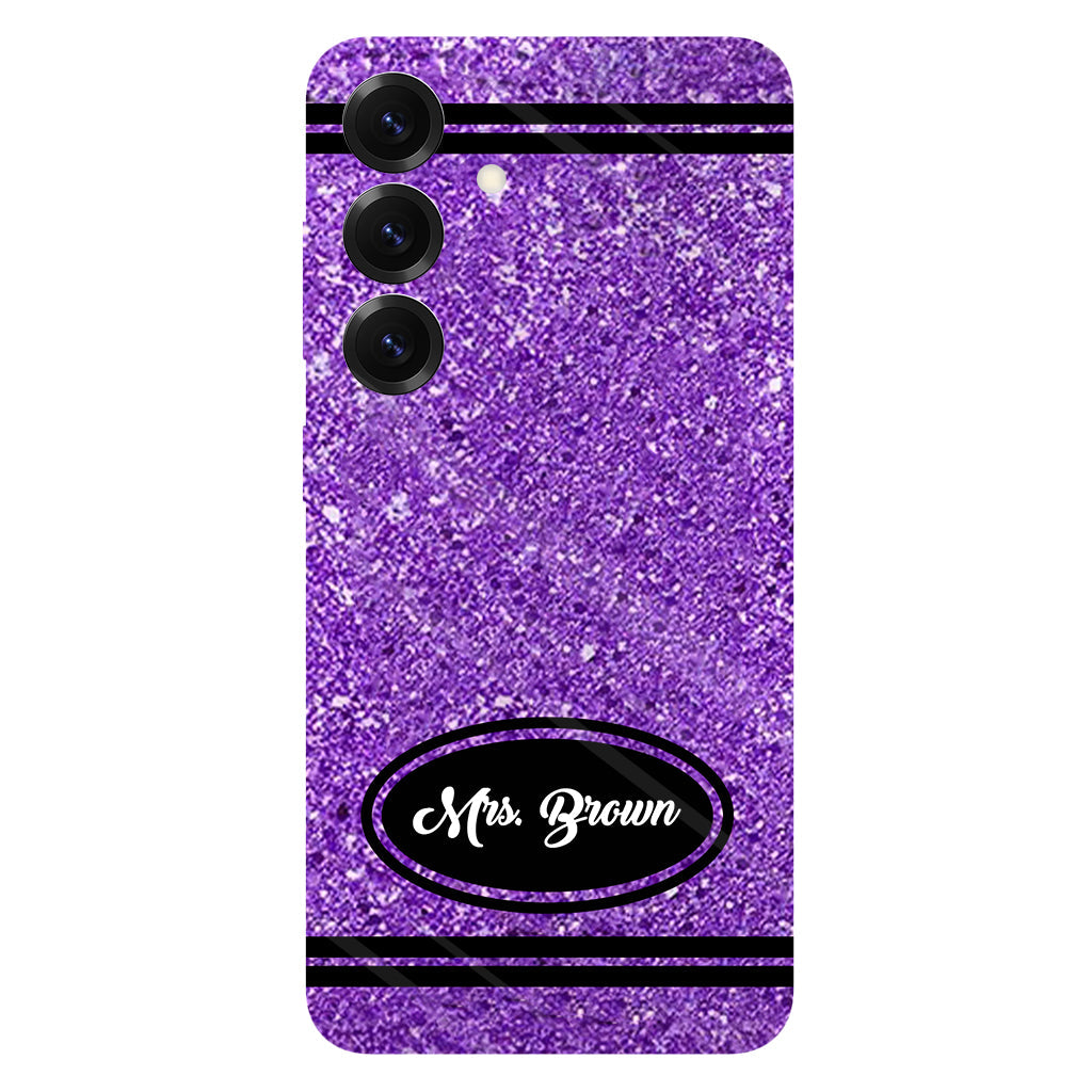Artificial Glitter Crayon Design - Personalized Teacher Full Print Phone Case & Phone Grip