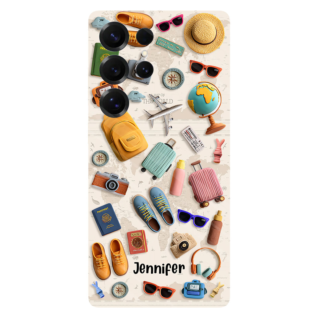 Einfach ein Mädchen, das Reisen liebt – Personalisierte Handyhülle mit Reisemotiv und Vollbilddruck