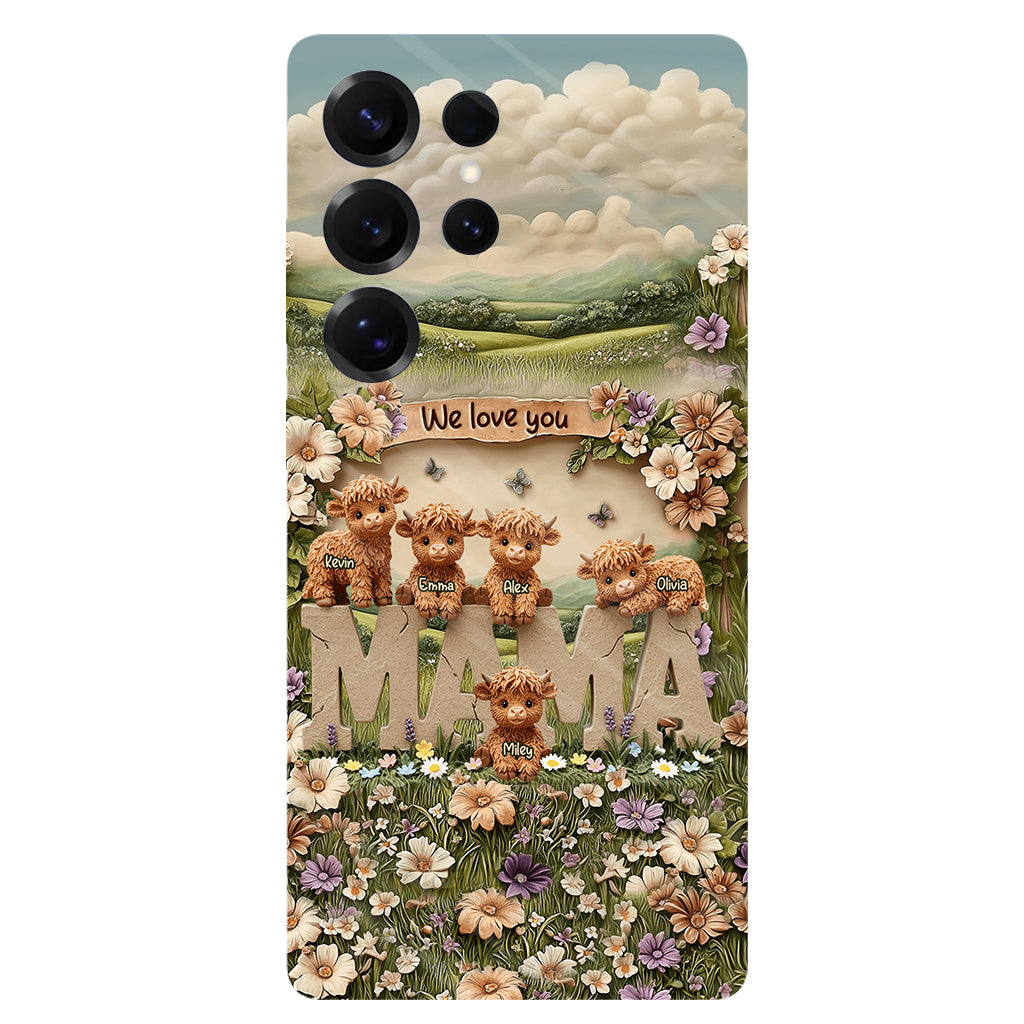 Niedliche Hochlandrind-Mama, Oma – Personalisierte Handyhülle mit Muttermotiv