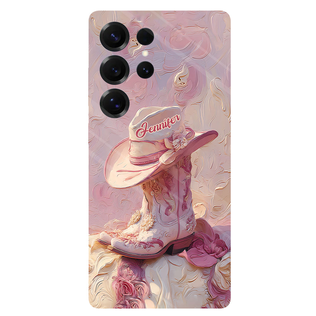 Pink Cowgirl - Personalized Cowgirl Full Print Phone Case & Phone Grip