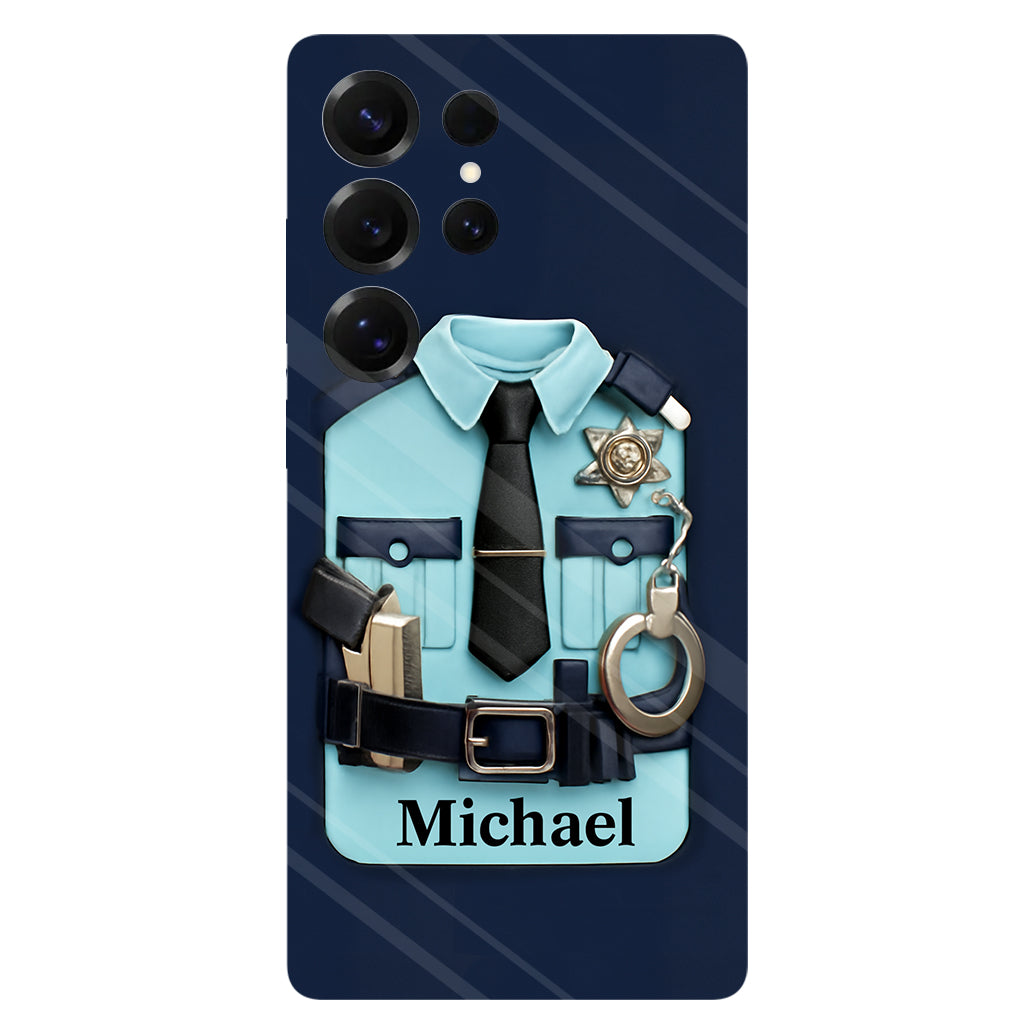 Officer, Police Uniform, Badge and Handcuffs - Personalized Police Officer Full Print Phone Case