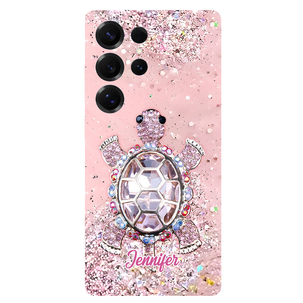 Einfach ein Mädchen, das Schildkröten liebt – Personalisierte Handyhülle mit Schildkrötenmotiv