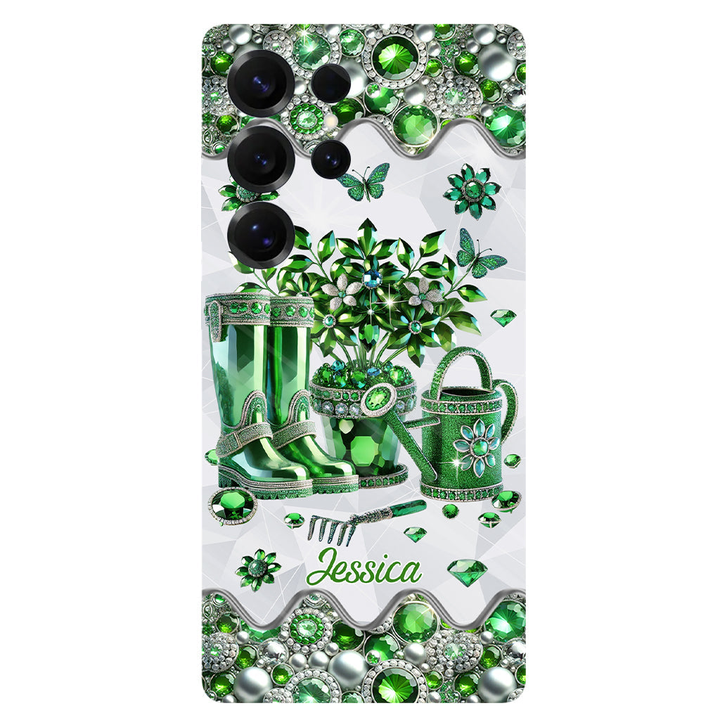 Einfach ein Mädchen, das Gartenarbeit liebt – Personalisierte Handyhülle mit Gartenmotiv