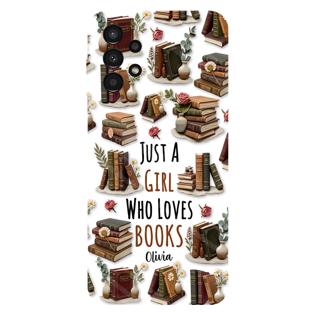 Einfach ein Mädchen, das Bücher liebt – personalisierte Handyhülle mit Buchmotiv