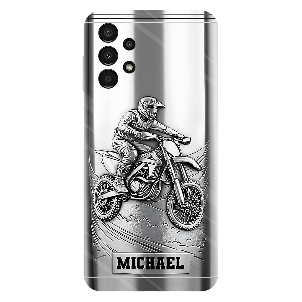 Handyhülle mit Metallic-Motiv (Dirtbike/Motocross) – Personalisierte Dirtbike-Handyhülle mit Vollbilddruck