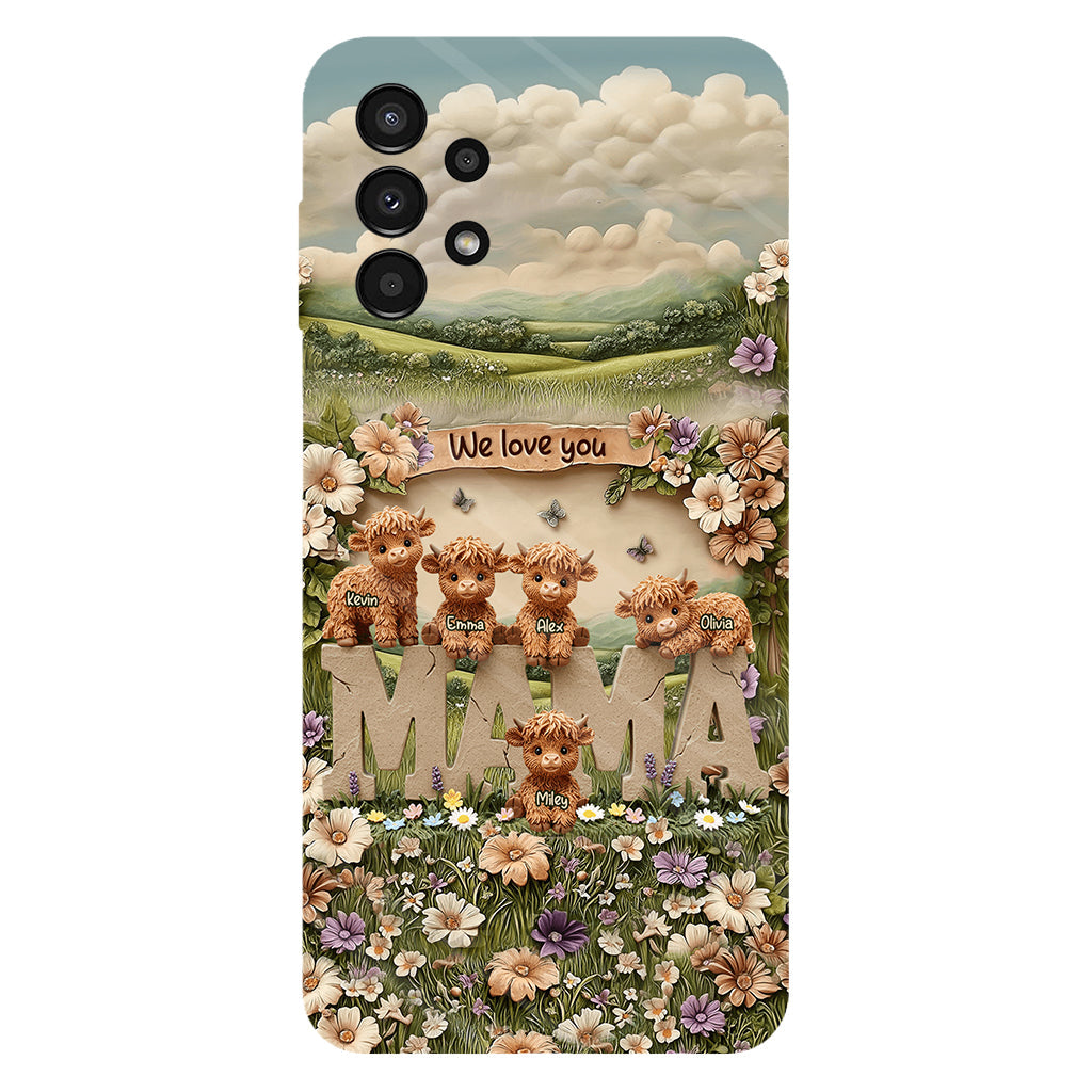 Niedliche Hochlandrind-Mama, Oma – Personalisierte Handyhülle mit Muttermotiv