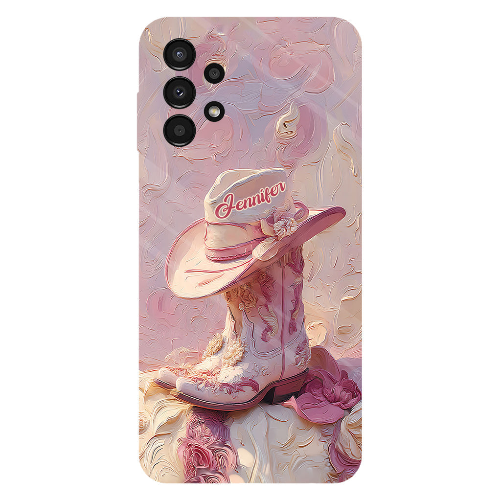Pink Cowgirl - Personalized Cowgirl Full Print Phone Case & Phone Grip