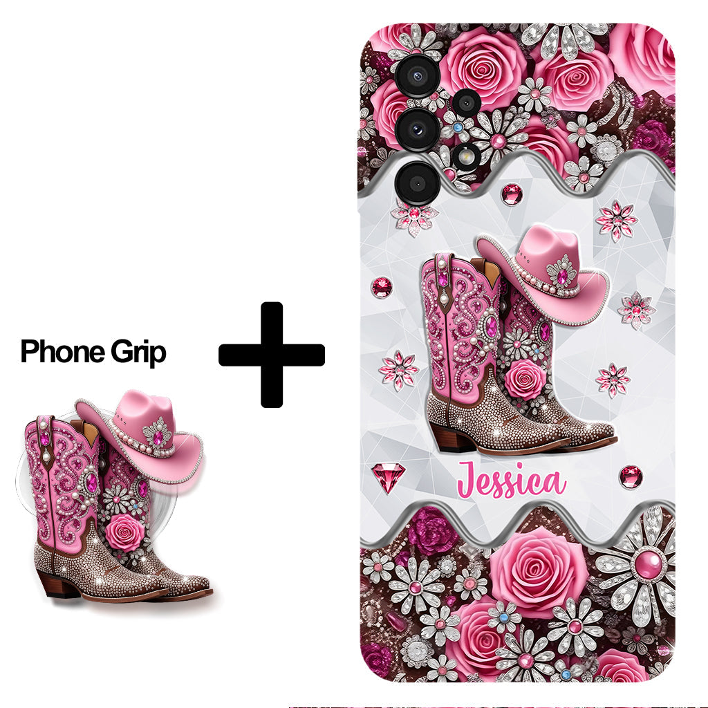 Cowgirl Boots - Personalized Cowgirl Full Print Phone Case & Phone Grip