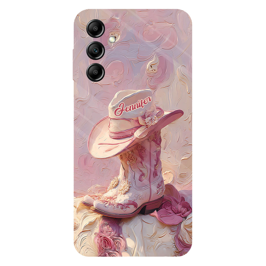 Pink Cowgirl - Personalized Cowgirl Full Print Phone Case & Phone Grip