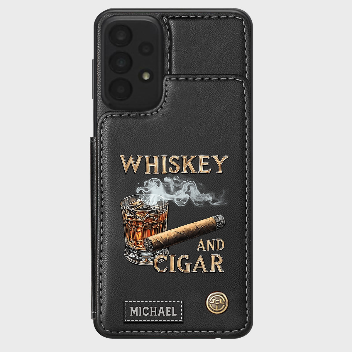 Whiskey And Cigar - Personalized Whisky Wallet Phone Case