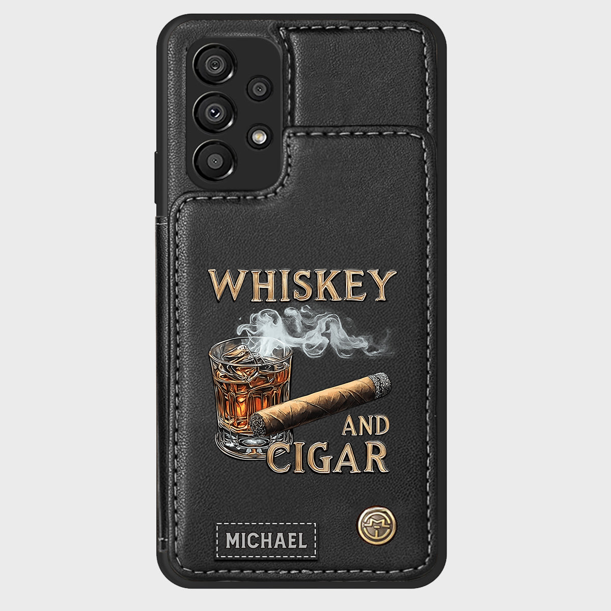 Whiskey And Cigar - Personalized Whisky Wallet Phone Case