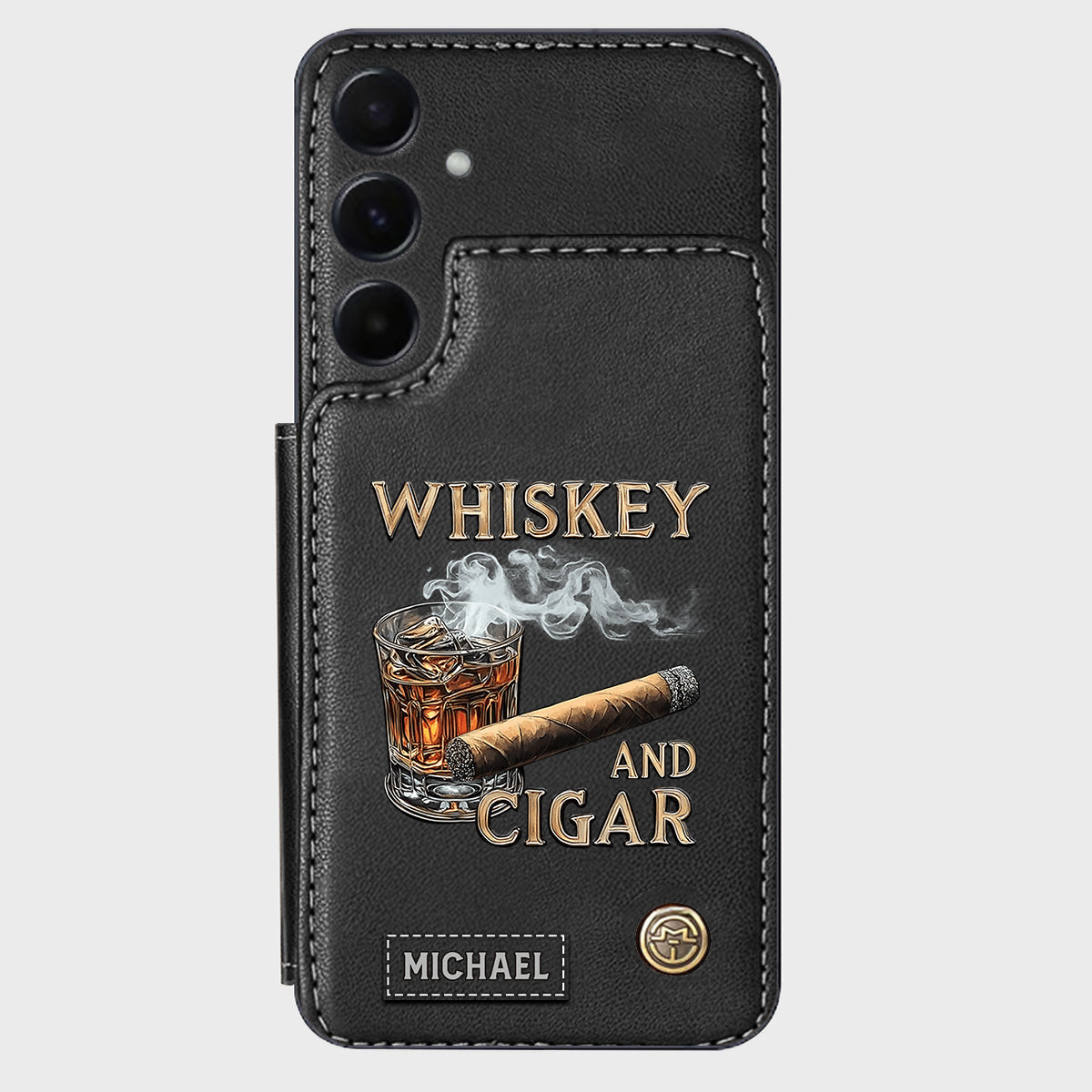 Whiskey And Cigar - Personalized Whisky Wallet Phone Case