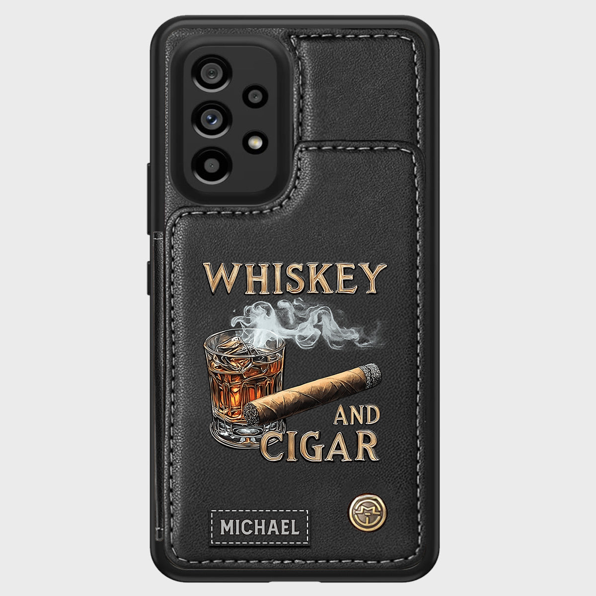 Whiskey And Cigar - Personalized Whisky Wallet Phone Case
