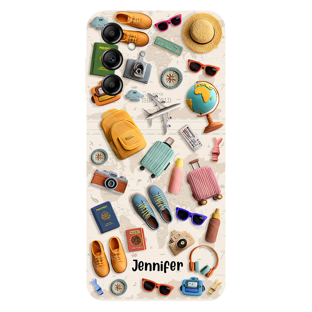 Einfach ein Mädchen, das Reisen liebt – Personalisierte Handyhülle mit Reisemotiv und Vollbilddruck