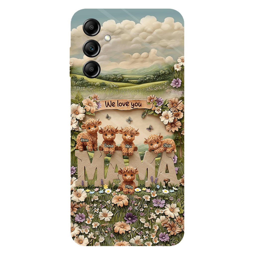 Niedliche Hochlandrind-Mama, Oma – Personalisierte Handyhülle mit Muttermotiv