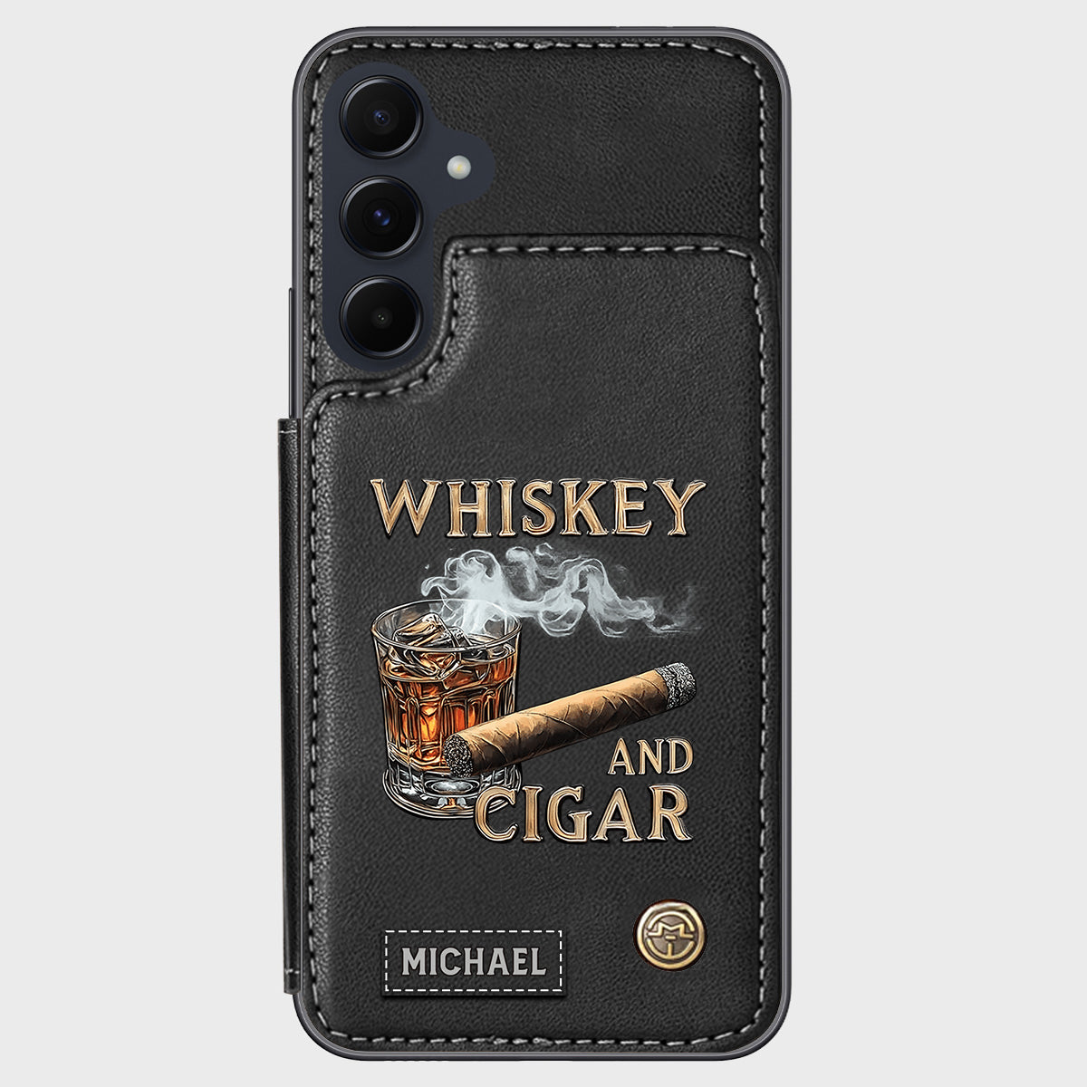 Whiskey And Cigar - Personalized Whisky Wallet Phone Case