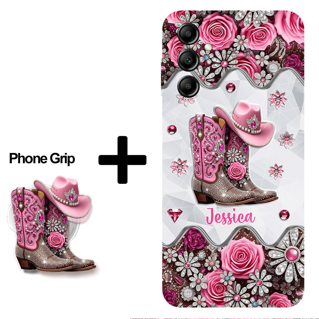 Cowgirl Boots - Personalized Cowgirl Full Print Phone Case & Phone Grip