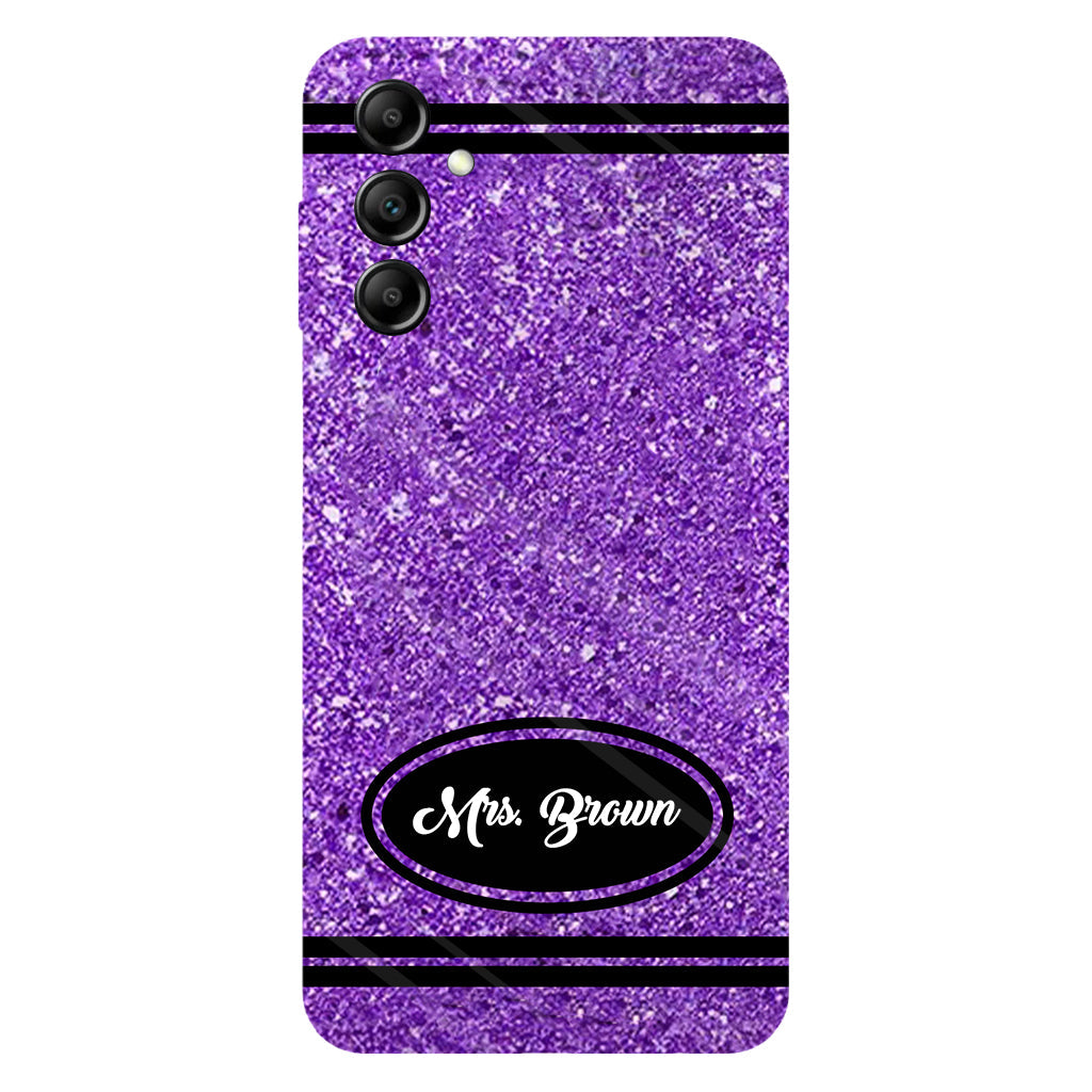 Artificial Glitter Crayon Design - Personalized Teacher Full Print Phone Case & Phone Grip