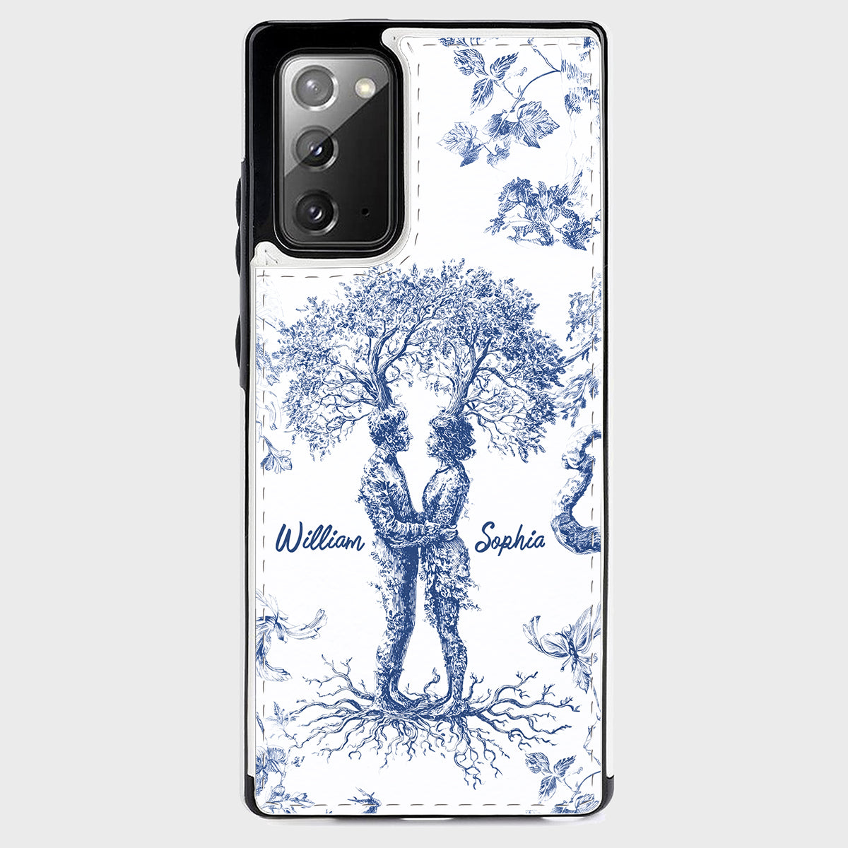 Jahrestagsgeschenk im Toile-de-Jouy-Stil: „Du & Ich, wir schaffen das“ – Personalisierte, faltbare Handyhülle für Paare