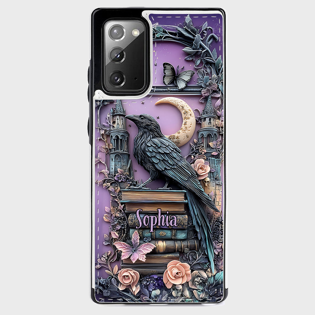 Dark Academia Buchleser – Personalisierte, faltbare Handyhülle im Buchformat