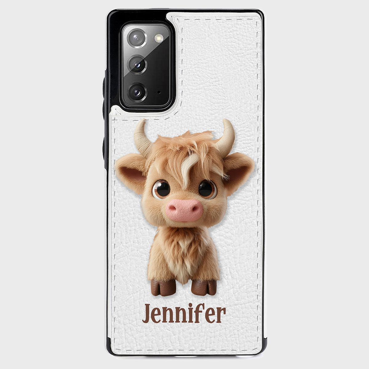 Niedliche Hochlandkuh – Personalisierte, faltbare Handyhülle mit Hochlandkuhmotiv