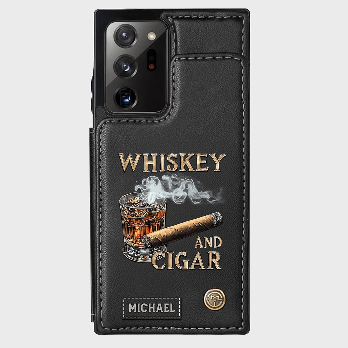 Whiskey And Cigar - Personalized Whisky Wallet Phone Case